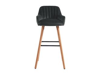VENTE-UNIQUE.COM Taburete alto terciopelo negro