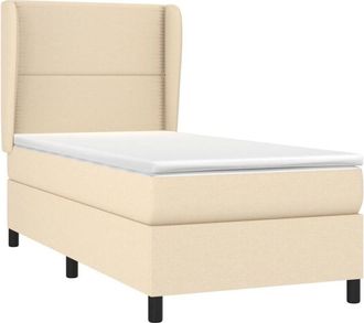 vidaXL Vidaxl - Cama Box Spring Con Colch&oacute;n Tela Color Crema 90x190 Cm