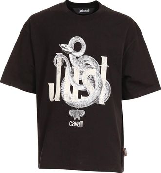 Roberto Cavalli Graphic T-shirt - Heren - Tops - Zwart - Maat: L Katoen