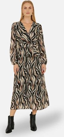 Yumi Animal Swirl Midi Wrap Dress in Black at Nordstrom, Size 10