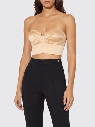 Elisabetta Franchi Cropped Cr&ecirc;pe Bustier Top with Sweetheart Neckline