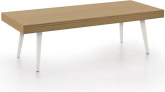 HOGAR 24 Mesa de centro de madera maciza natural, color encerado y blanco