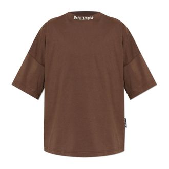 Palm Angels T-Shirts, male, Brown, Size: XL Classic Logo Over T-Shirt