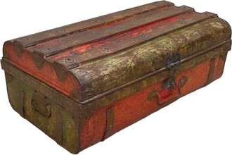 Wanderlust Deco Maleta De Metal Acabado Artesanal Rojo 67x37x25h Cm