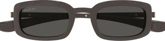 Gucci Sunglasses, unisex, Brown, Size: 47 MM Rectangular Sunglasses