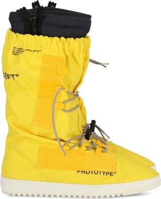 Off-white Regenlaarzen met geribbelde zool en rits - Geel