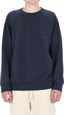 Maison Kitsun&eacute; Hoodies & sweatvesten, Heren, Blauw, M, Katoen, Fox Head Oversize Sweatshirt