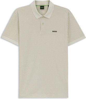 BOSS Cotton-piqu&eacute; polo shirt with all-over print