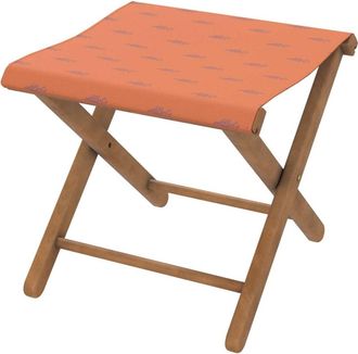 Vent de Boh&egrave;me Taburete plegable de haya y tela outdoor dise&ntilde;o indio naranja