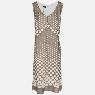 Basler Grey Polka Dot Chiffon Sleeveless Dress