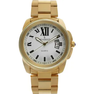 Peugeot Status Large Face Calendar Bracelet Watch - 42MM in Gold at Nordstrom