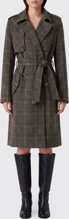 Liu Jo Cappotto doppiopetto al ginocchio in misto lana con stampa tartan e cintura