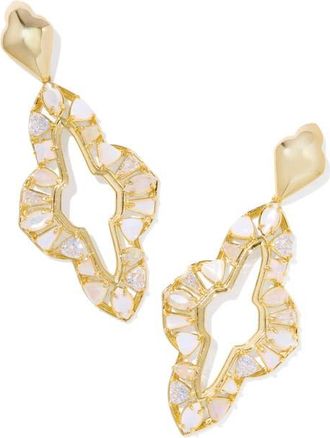 Kendra Scott Abbie Crystal & Mother-of-Pearl Statement Drop Earrings in Gold Neutral Mix at Nordstrom