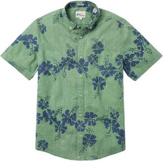 Reyn Spooner 50th State Flower Tailored Fit Floral Button-Down Shirt in Jade at Nordstrom, Size Xx-Large