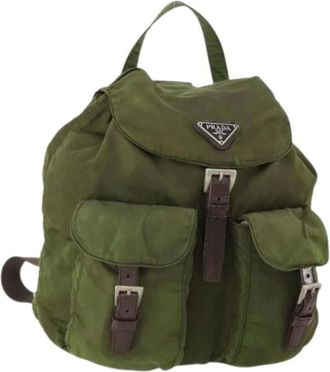 Prada Pre-owned Backpacks, female, Green, Size: ONE SIZE Pre-owned Vintage Nylon Backpack