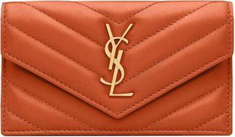Saint Laurent chevron logo wallet - women - Lambskin - One Size - Orange