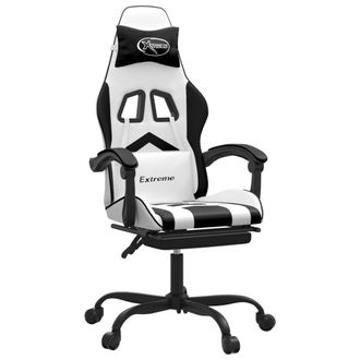 vidaXL Vidaxl Sedia Da Gaming Girevole Poggiapiedi Bianco E Nero