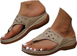 Generic Sandals for Women Womens Sandals & Slides Orthopedic Arch Support Flip Flops Toe Post Slides for Women UK Wide Fit Summer Shoe Non-Slip Beach Shoes To