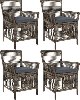vidaXL Silla De Exterior 4 Uds. Gris Y Gris Oscuro Rat&aacute;n Sint&eacute;tico Vidaxl