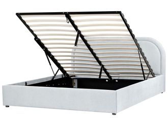 Beliani Letto Contenitore Moderno Eu Matrimoniale 160 X 200 Cm Tessuto Azzurro Quillien