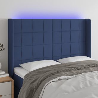 vidaXL Cabecero Con Led De Tela Azul 147x16x118/128 Cm Vidaxl