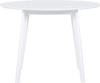 Beliani Beliani - Mesa De Comedor Blanca Mdf 100 Cm Tapa Redonda Patas De Madera Mesa De Cocina Escandinava Roxby