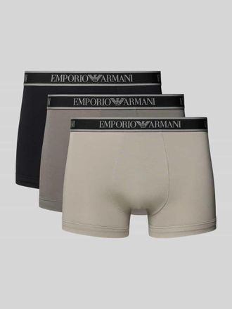 Emporio Armani Slim Fit Trunks mit Logo-Stitching im 3er-Pack in Dunkelgrau, Gr&ouml;&szlig;e XXL