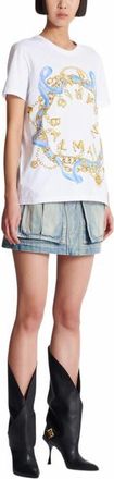 Balmain T-Shirt With Balmain Paris Chain Print in White at Nordstrom, Size Xx-Large