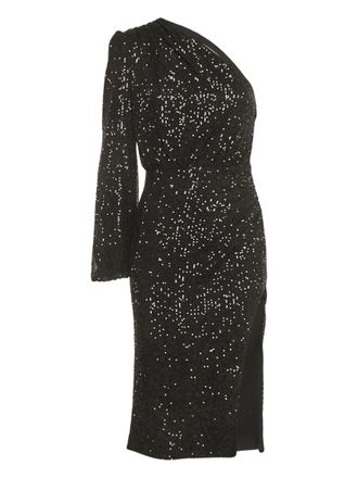 Fame & Partners sequin asymmetrical midi dress - Black