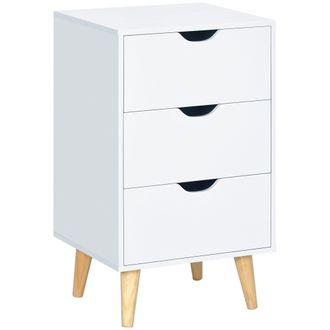 HOMCOM Chest of Drawers - 3 Drawer Unit Storage Chest Bedroom - Cream White | TJ Hughes