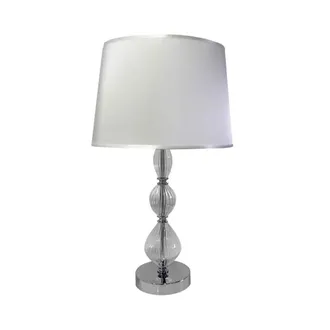 TJ Hughes Fleur Glass Table Lamp - Ivory and silver size 28.5x49cm - TJ Hughes