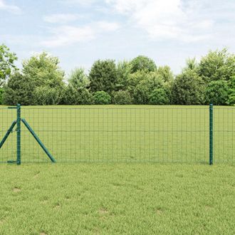 Berkfield Home Euro Fence with 13 Posts 0.6x50 m Galvanised Steel Green in Silver