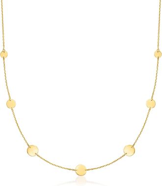 RS Pure by Ross-Simons Italian 14kt Yellow Gold Multi-Size Disc Station Necklace