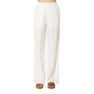 Isabelle Blanche Dames, Broeken, Wit, Maat: L Linnen