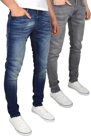 Duck and Cover Mens Tranfold Slim Jeans (Pack of 2) (Grey/Tinted Blue) - Size 32 Short