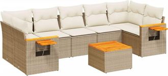 vidaXL Vidaxl - Juego De Sof&aacute;s De Jard&iacute;n Con Cojines Beige 8 Pzas Rat&aacute;n Pe