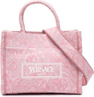 Versace Pre-owned Tote Bags, female, Pink, Size: ONE SIZE Pre-owned Jacquard Tote Bag