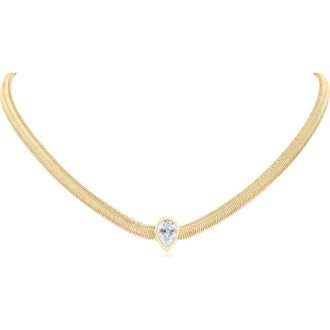Kenneth Jay Lane Teardrop Cubic Zirconia Herringbone Chain Necklace in Gold at Nordstrom Rack