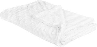 Beliani Manta De Poli&eacute;ster Blanco Crema 150 X 200 Cm Colcha Cubrecama Suave Kandilli