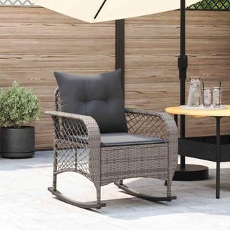 vidaXL Vidaxl - Sedia a Dondolo da Giardino con Cuscini in Polyrattan Grigio