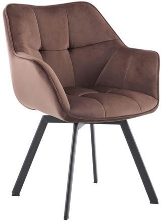 Clp Silla de comedor con patas de metal y asiento de terciopelo marr&oacute;n