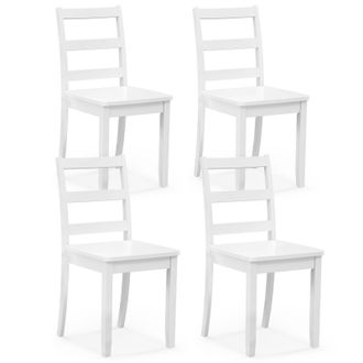 Costway Costway Dining Chairs Set of 4 Ladder Back Side Chairs w/Rubber Wood Legs in White
