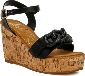 London Rag Emelda Platform Wedge Sandal in Black at Nordstrom Rack, Size 10