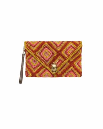 CLARIS VIROT Womens Alicia Clutch Bag In Raphia Rose