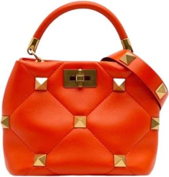 Valentino Pre-owned Handbags, female, Orange, Size: ONE SIZE Pre-owned Leather Handbag