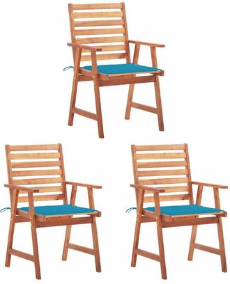 vidaXL Vidaxl - Sillas Comedor De Jard&iacute;n 3 Uds Madera Maciza Acacia Y Cojines