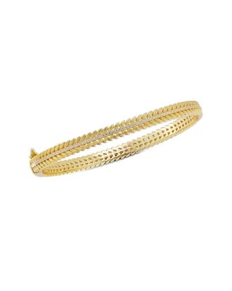 Chloe and Madison Chloe And Madison 14K Over Silver Cz Feather Bangle Bracelet