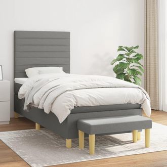 vidaXL Cama Box Spring Con Colch&oacute;n Tela Gris Oscuro 90x190 Cm Vidaxl