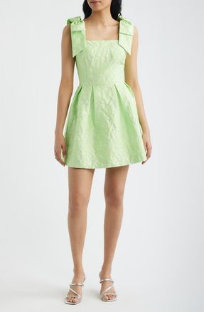 Lilly Pulitzer Cerese Bow Shoulder Pleated Skirt Dress in Pistachio Macaron Floral at Nordstrom, Size 10