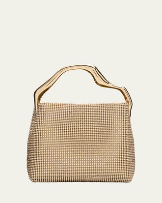Cult Gaia Solene Mini Rhinestone Sculptural Top-Handle Bag